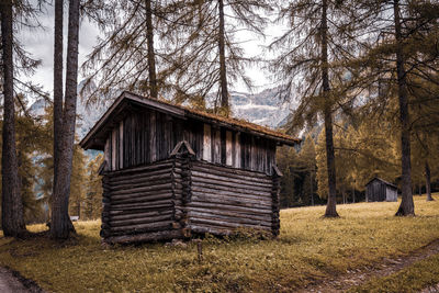Old mountain hut in the dolomites