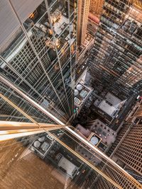 High angle view of modern buildings in city