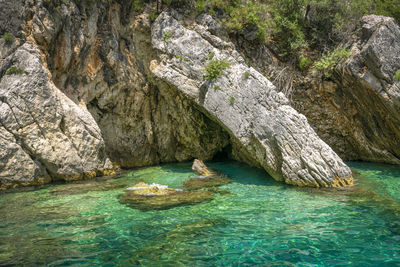 Rock formation in sea