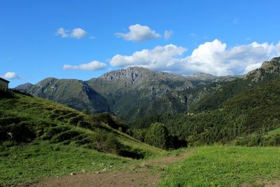 Scenic view of mountains against sky