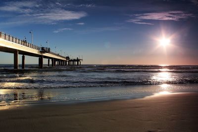 View of beach at sunset