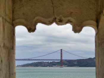 Low angle view of suspension bridge