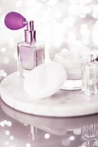 Close-up of beauty products on table