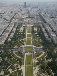 High angle view of city buildings