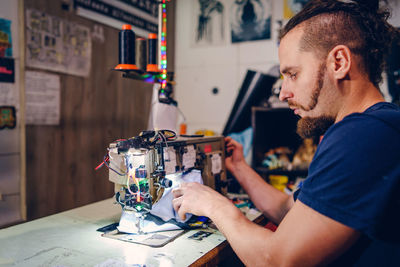 Man working on table