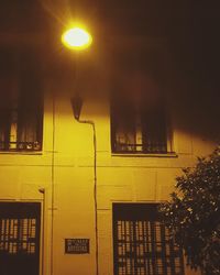 Illuminated building at night