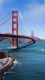 Suspension bridge over river