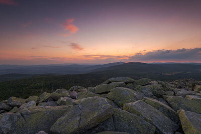 Scenic view of landscape against sky during sunset