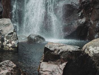 Scenic view of waterfall