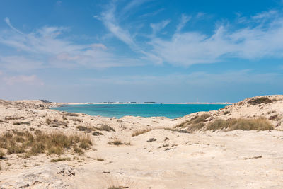 Beautiful rocky beach, fuwairit beach doha, qatar.