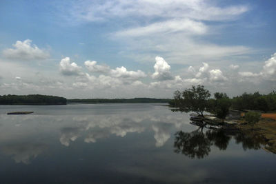 Scenic view of lake against sky