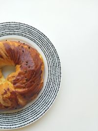 High angle view of bread in plate