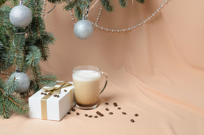 Close-up of christmas decoration on table