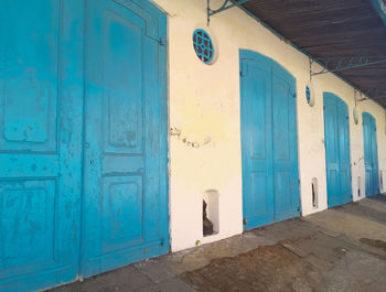 Blue door of building