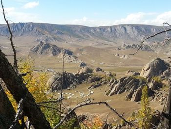 Scenic view of mountains against sky