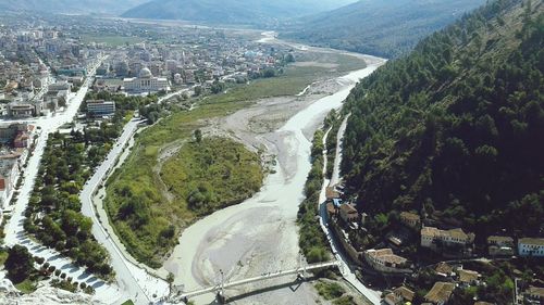 High angle view of road in city