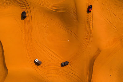 High angle view of sand dunes in desert