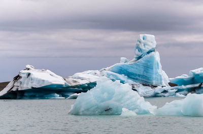 Monster iceberg. sailing through icebergs in jokulsarlon glacier lagoon.