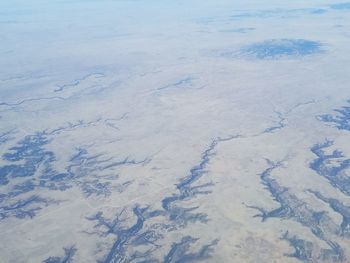 High angle view of snow covered land