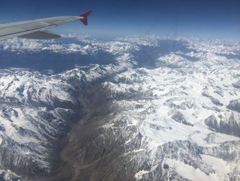 Aerial view of snowcapped mountain