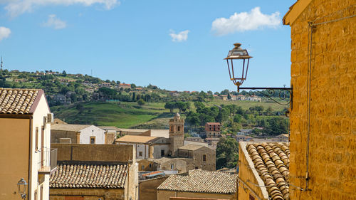 High angle view of townscape against sky