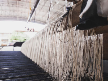 Close-up of clothes drying on wood