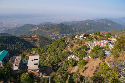 High angle view of townscape against sky