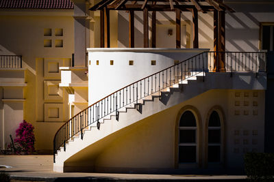 Low angle view of spiral staircase of building