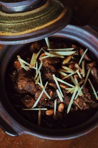 High angle view of food in container