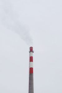 Low angle view of lighthouse against clear sky