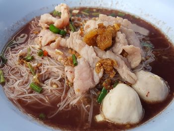 High angle view of meal served in bowl