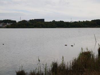 Scenic view of lake against sky