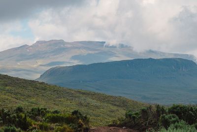 Scenic view of mountains against sky