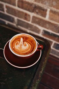 High angle view of cappuccino