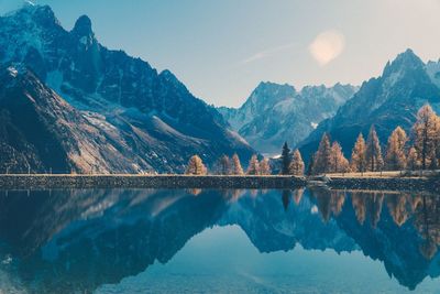 Reflection of mountains in lake