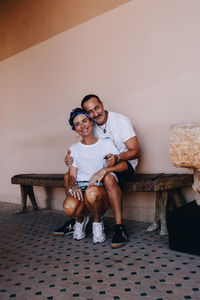 Portrait of a couple visiting marrakech
