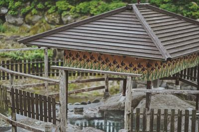 View of wooden fence of building