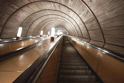 Elevated view of escalator