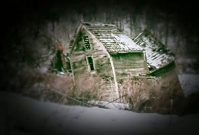 Abandoned built structure during winter