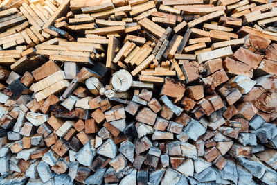 Full frame shot of logs in forest