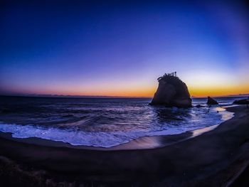 Scenic view of sea against sky at sunset