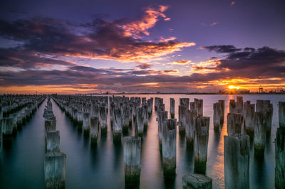 Scenic view of sea at sunset