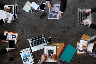 High angle view of laptop on table