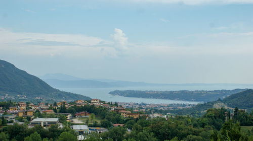 Aerial view of townscape against sky