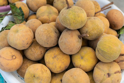 High angle view of fruits for sale at market stall