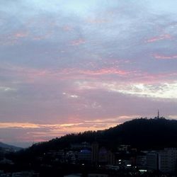 Scenic view of cloudy sky at sunset