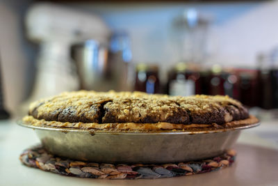 Close-up of cake on table