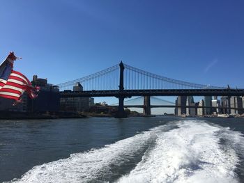 Bridge over river against clear sky