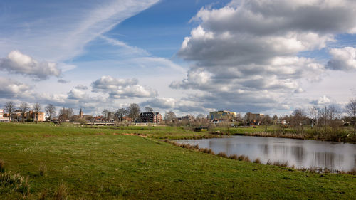 Skyline of the beautiful city of hardenberg located on the river named the vecht.