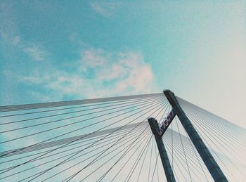Low angle view of man working against sky